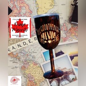 15oz wood grain hand painted,insulated,epoxy wine tumbler, travel, wild and free